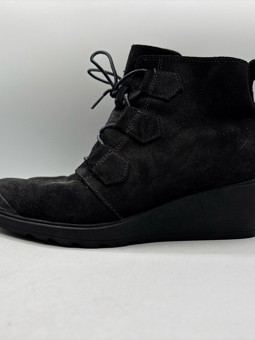 Sorel Toronto Wedge Ankle Boots Black Suede Leather NIL2115-010 Women’s Size 10